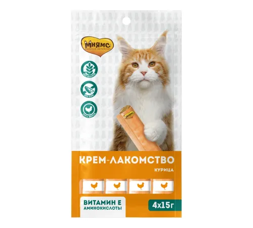 Мнямс Крем-лакомство для кошек с курицей, 15 г