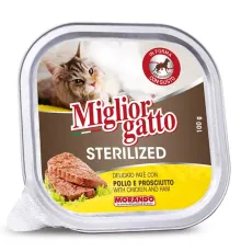Miglior Gatto Sterilized Паштет с курицей и ветчиной, 100 г