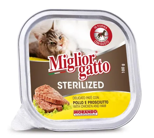 Miglior Gatto Sterilized Паштет с курицей и ветчиной, 100 г