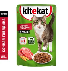 Kitekat с говядиной (кусочки в желе), 85 г х 28 шт (уп)