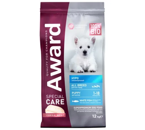 Award Special Care Puppy Hypo (Белая рыба), 12 кг