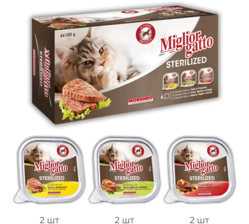 Miglior Gatto Sterilized Multi Pack Нежный паштет, 100 г х 6 шт