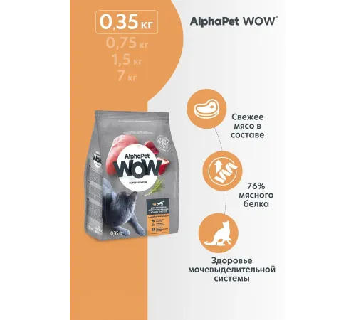 AlphaPet WOW Superpremium Cat Sterilised (Индейка с потрошками), 350 г