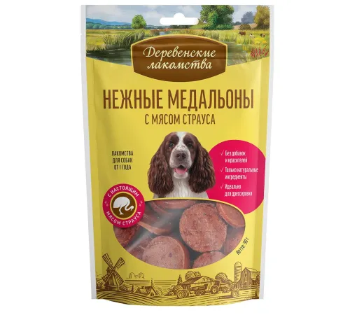 Лакомство: нежные медальоны с мясом страуса, 90 г