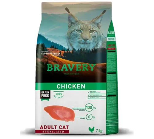 BRAVERY Adult Sterilized Cat (Курица), 2 кг