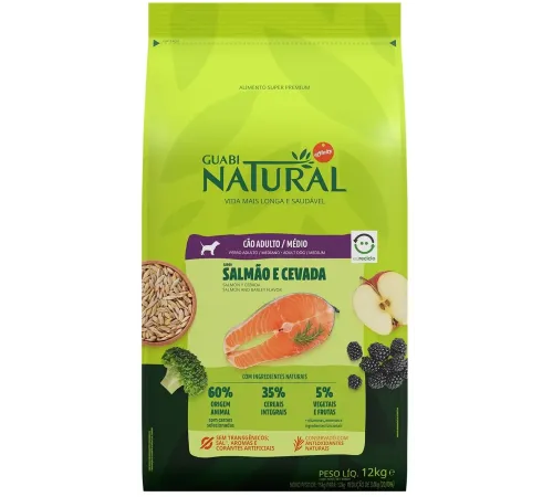 Guabi Natural Dog Adult Medium (Лосось, ячмень), 12 кг