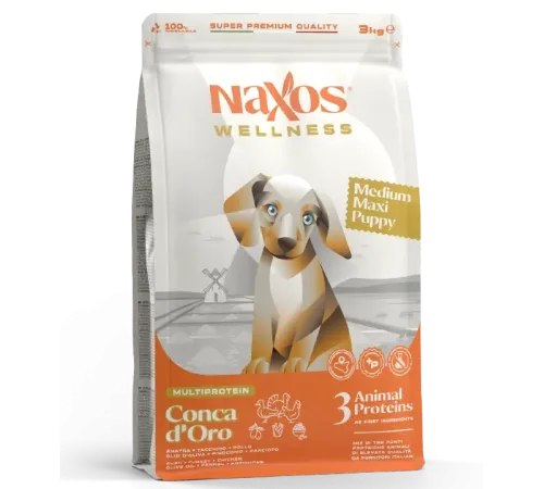 Naxos Wellness Puppy Medium Maxi (Утка, курица, индейка), 3 кг