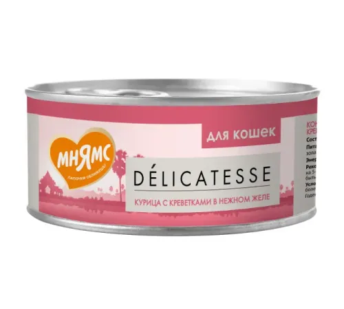 Мнямс Delicatesse Курица с креветками в нежном желе для кошек, 70 г