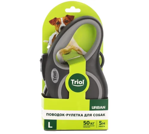 Triol Поводок-рулетка Urban, черный, L, 5м до 50кг