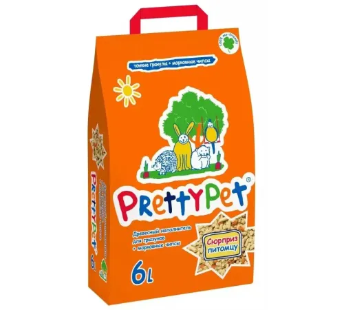 PrettyPet Наполнитель древесный с морковными чипсами, 2 кг (6 л)