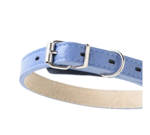 Mr.Kranch Ошейник кожаный прямой, васильковый, 24-30 см