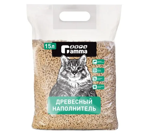 Гамма Наполнитель впитывающий древесный (мелкий), 15 л
