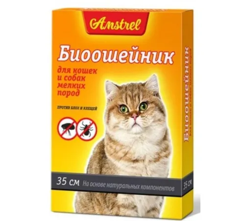 Биоошейник Amstrel от блох и клещей, 35 см черный