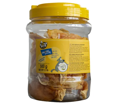 Lolo Pets Кроличье ухо с курицей, 500 г (банка)
