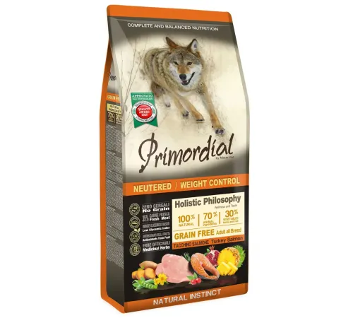 Primordial Dog Adult Neutered/Weight control (Индейка, лосось), 2 кг