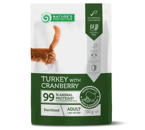 Nature's Protection Консервы Adult Sterilised (Индейка и клюква), 100 г