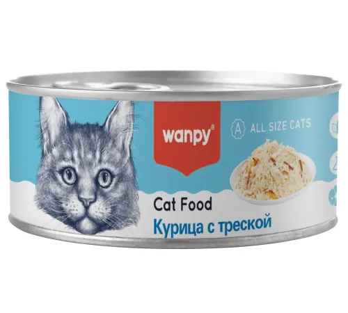 Wanpy Cat Консервы Курица с треской, 95 г