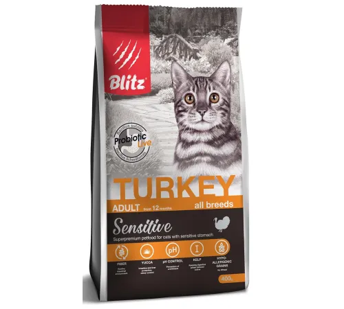 BLITZ Sensitive Adult Cat (Индейка) 400 г