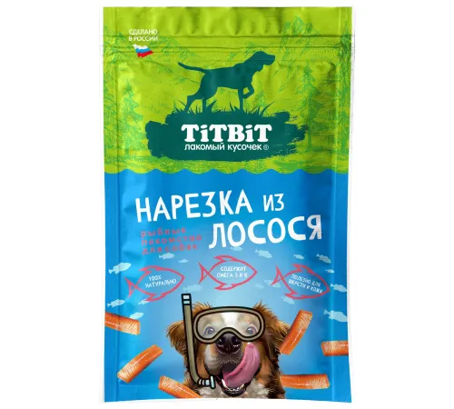 ТИТБИТ Нарезка из лосося для собак, 80 г