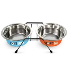 Triol Миска металлическая на подставке Water&Food, 2 х 0,24 л