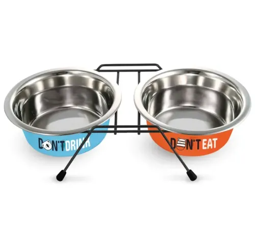 Triol Миска металлическая на подставке Water&Food, 2 х 0,24 л