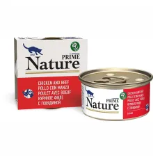 Prime Nature Консервы (Куриное филе с говядиной в бульоне) для кошек, 85 г