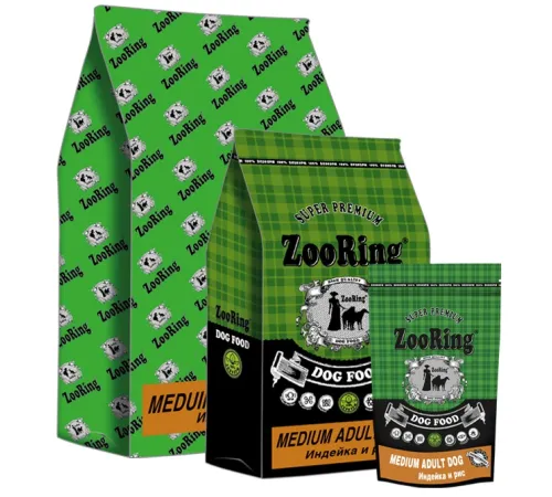 ZooRing Adult Medium Dog (Индейка, рис), 10 кг