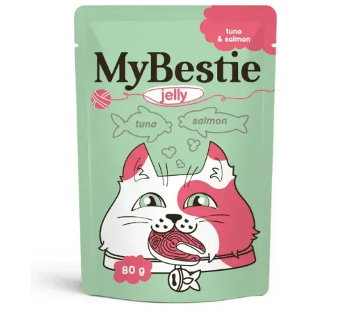 MyBestie для кошек (Тунец и лосось в желе), 80 г