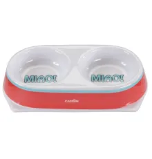 CAMON Миска двойная с буквами на дне MIAO! 2 х 0,18 л