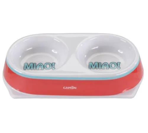 CAMON Миска двойная с буквами на дне MIAO! 2 х 0,18 л