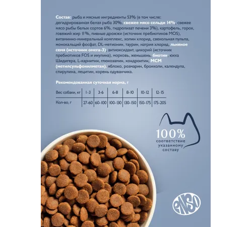 ENSO Dog Formula Monoprotein Adult Small Breed (Белая рыба), 400 г