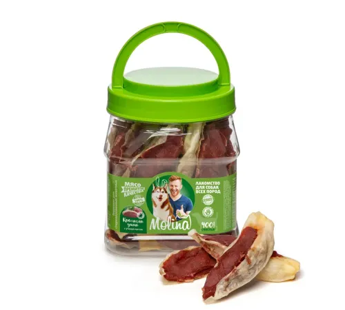 Molina Лакомство для собак Кроличьи ушки с утиной пастой, 400 г
