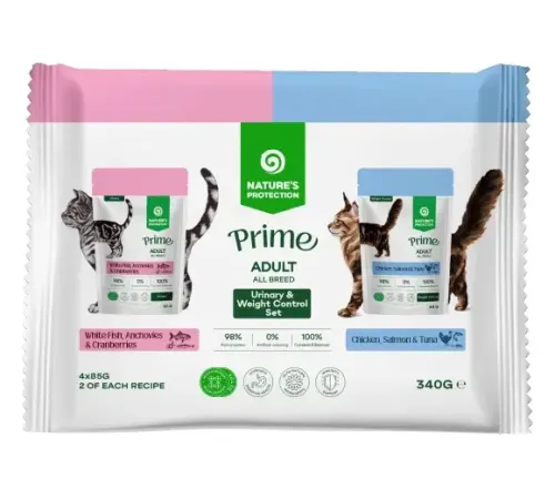Nature's Protection Prime Adult Cat Set Urinary & Weight Control, 85 г х 4 шт