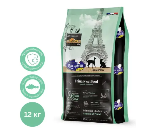 Bon Appetit Urinary Adult Cat (Курица, лосось, рис), 12 кг