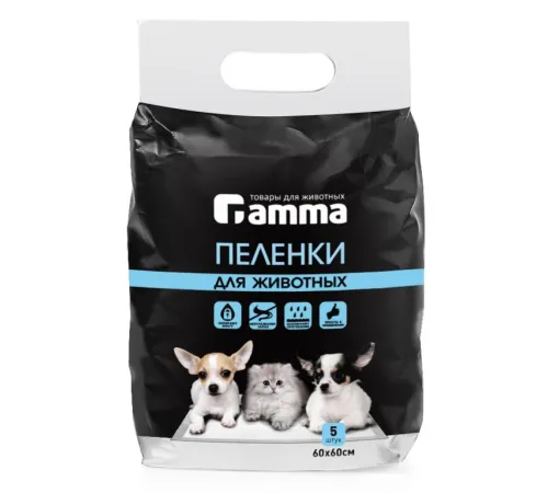 Gamma Пеленки для животных, 60х60 см, 5 шт/уп