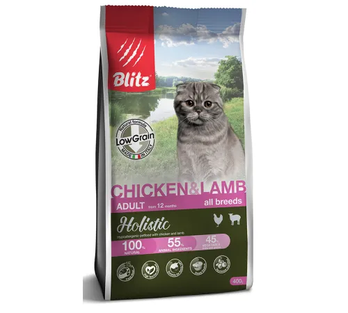 BLITZ Holistic LG Adult Cat (Курица, ягненок) 400 г