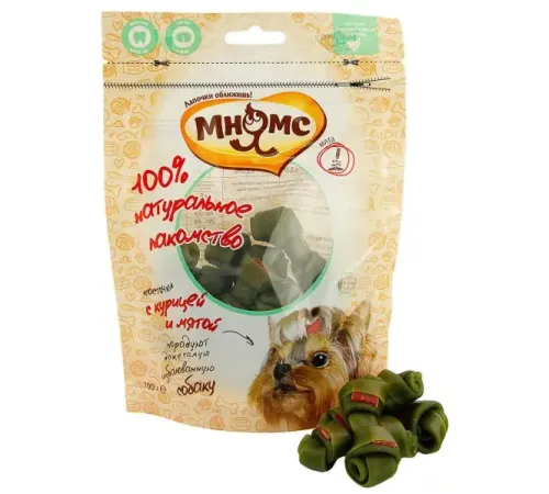 Мнямс Косточки с курицей и мятой для собак, 100 г