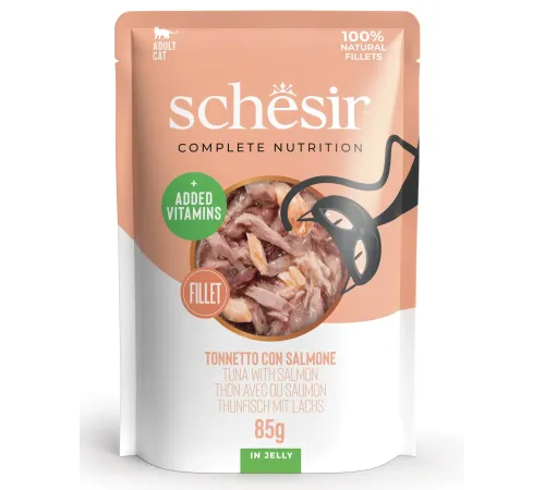 Schesir C&B Adult Cat (Тунец, лосось в желе), 85 г