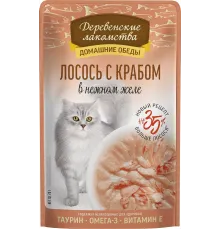 Деревенские лакомства Лосось с крабом в нежном желе, 70 г