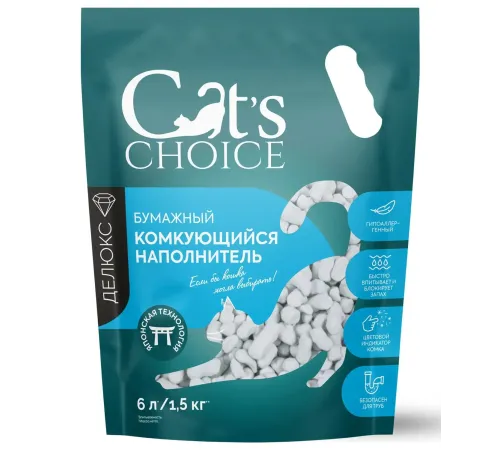 Cat's choice Наполнитель бумажный с цветовым индикатором комка, 6л/1,5 кг
