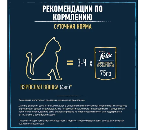 Felix Мясные ломтики для кошек (Говядина в соусе), 75 г