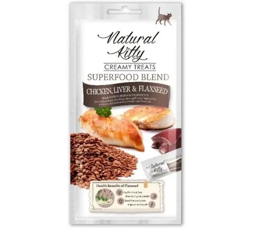 Natural Kitty Superfood Blend Крем-суп (Курица, куриная печень и семя льна), 12 г х 4 шт (упаковка)