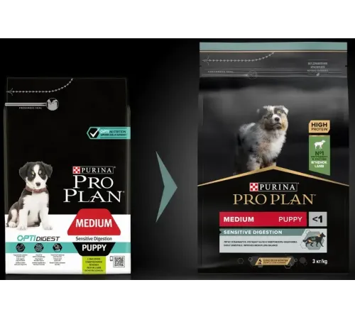 Pro Plan Medium Puppy Sensitive Digestion (Ягненок), 3 кг
