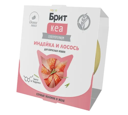 Брит Кеа для взрослых кошек (Индейка и лосось в желе), 75 г
