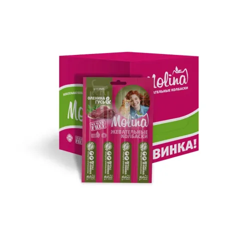 Molina Жевательные колбаски для кошек Оленина и гусь, 20 г