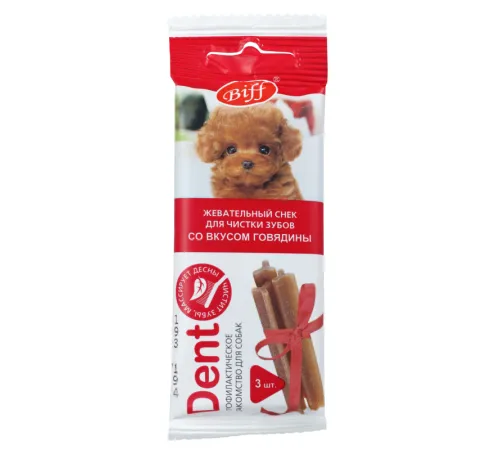 ТИТБИТ Жевательный снек DENT со вкусом говядины для мини пород, 3 шт/уп