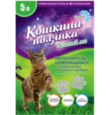 Кошкина Полянка Наполнитель с серебром (зеленый лес), 5 л