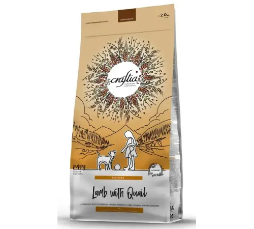 Craftia Natura Puppy Medium&Large (Ягненок, перепелка), 2 кг