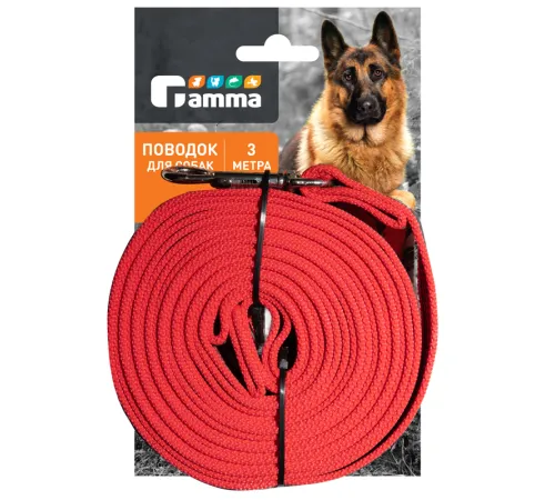Gamma Поводок капроновый Апорт, красный, 20*3000мм