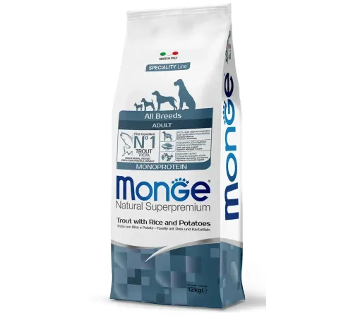 Monge Dog Speciality All Breeds Adult (Форель, рис, картошка), 12 кг